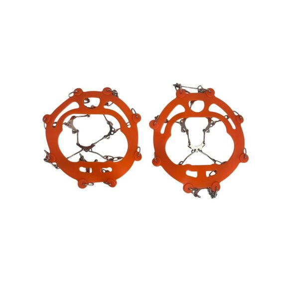 Ice Gripper Traction Cleats For Shoes Orange Durable Steel Chains Rubber Size M - Picture 2 of 11